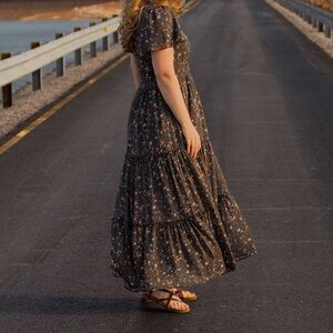 Mikarose Floral Maxi Dress - Dusty Blue